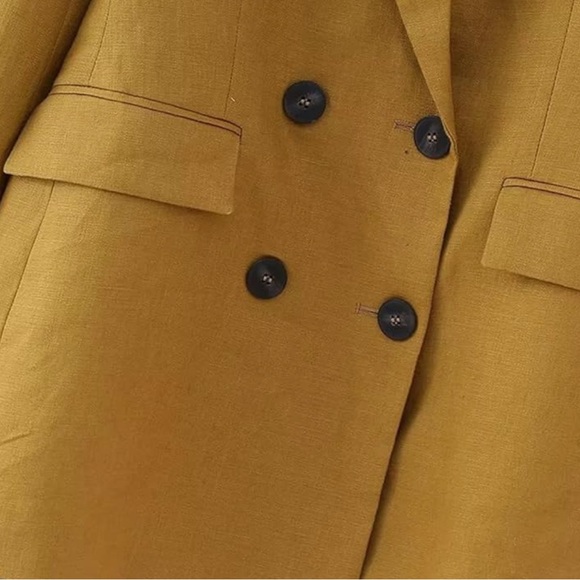 Zara Double-Breasted Linen Blazer - Picture 6 of 10